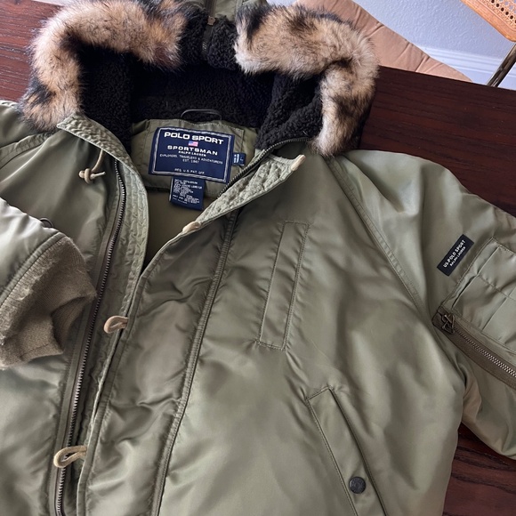 90s Down Puffer Jacket with Lamb Fur Polo Ralph Lauren LIKE NEW